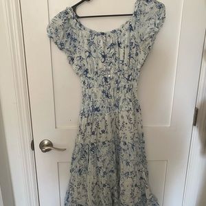 Blue floral peasant dress